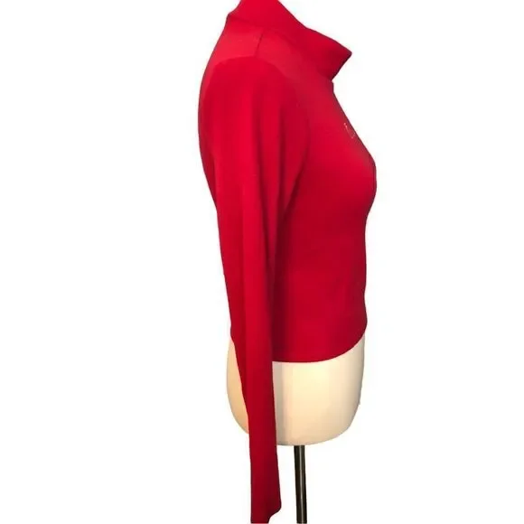 Forever 21 ribbed long sleeve red faux turtleneck with embroidered “over it” - Picture 3 of 9